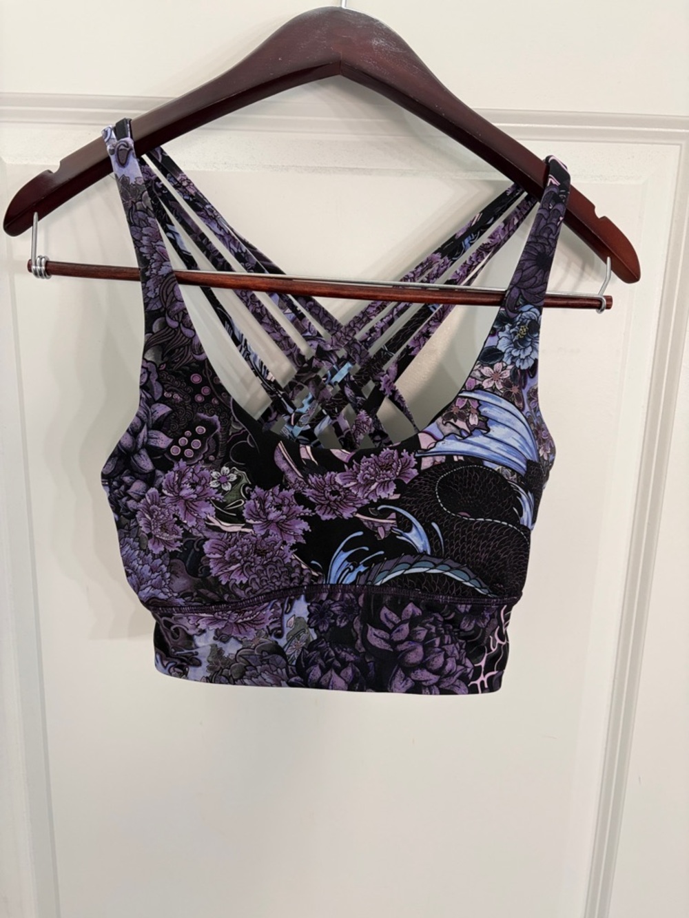 lululemon athletica Purple Floral Strappy Sports Bra
